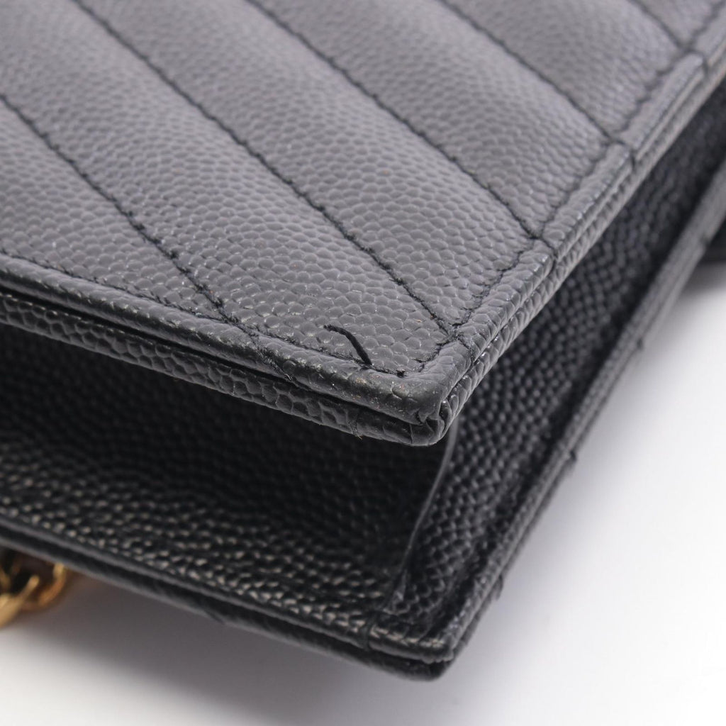 Saint Laurent Shoulder Bag Cassandra Envelope Black Leather Matelasse Chain — view 5