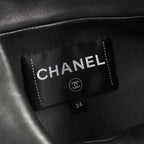 Chanel Leather Jacket CC Logo Button Metallic Cles the — view 3