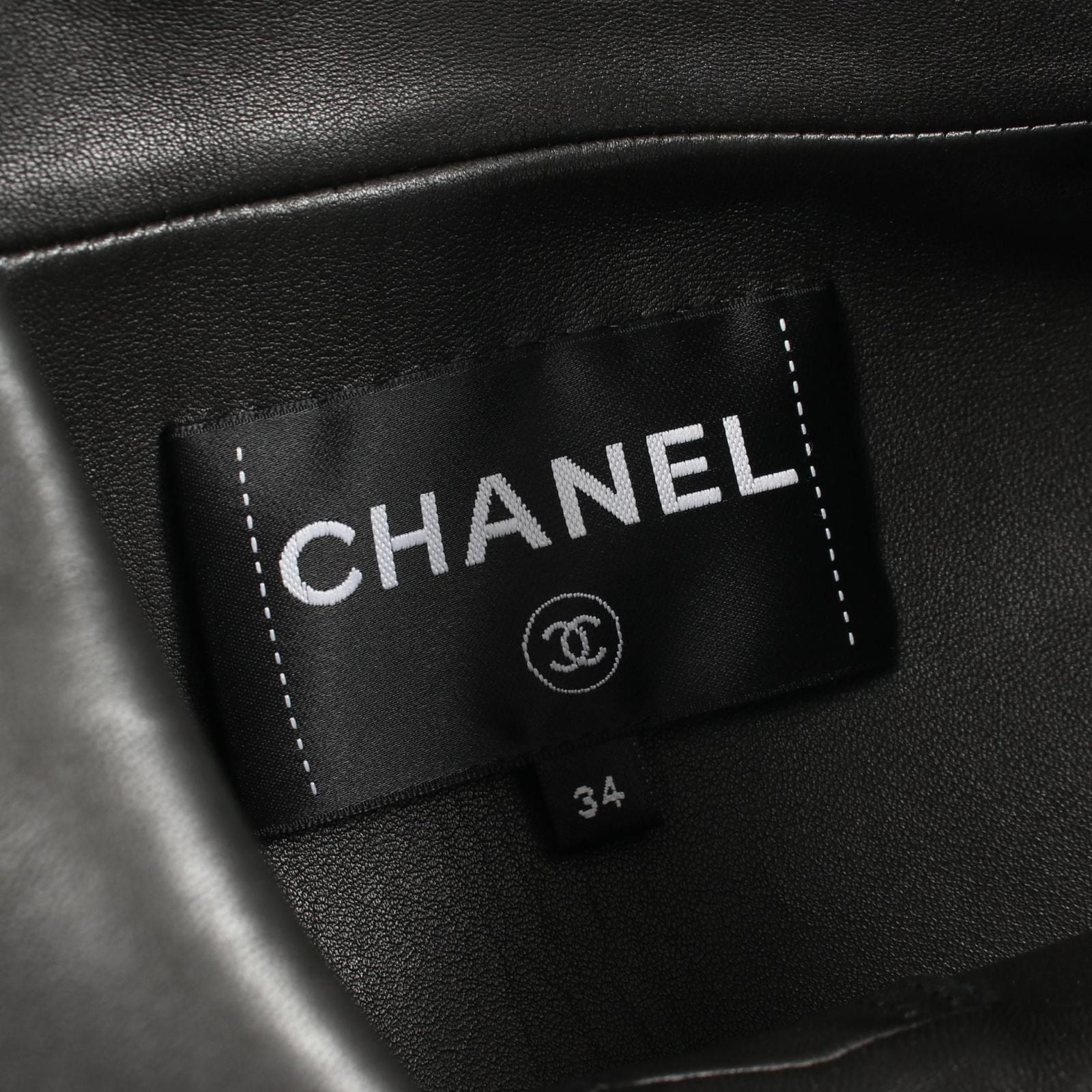 Chanel Leather Jacket CC Logo Button Metallic Cles the — view 3