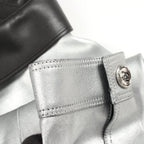Chanel Leather Jacket CC Logo Button Metallic Cles the — view 8