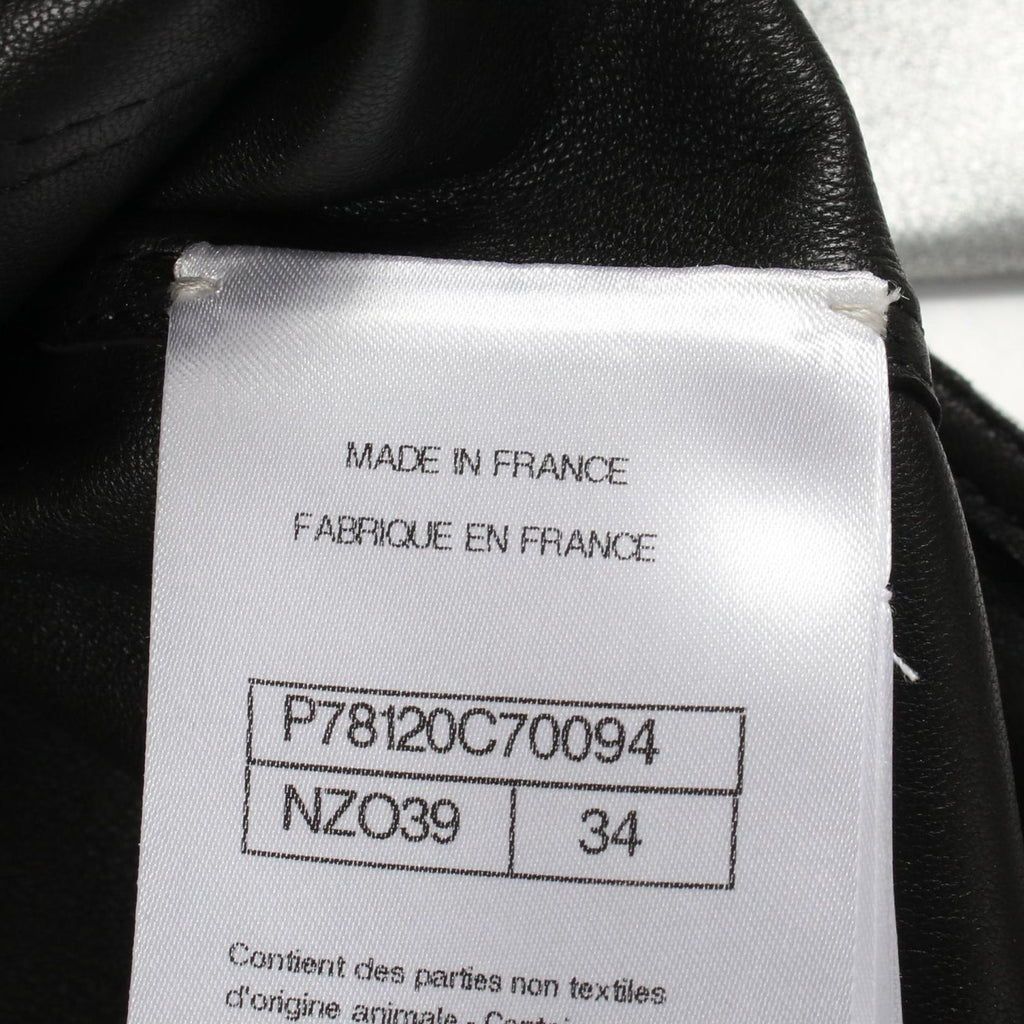 Chanel Leather Jacket CC Logo Button Metallic Cles the — view 6