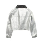 Chanel Leather Jacket CC Logo Button Metallic Cles the — view 2