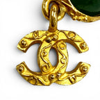 Chanel Vintage Gripoix CC Logo Swing Earrings Green Gold — view 5