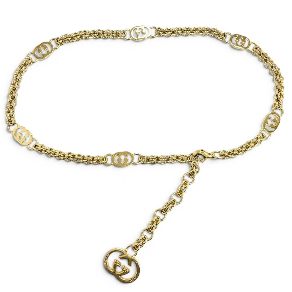 Gucci Vintage Interlocking G Chain Belt Gold 70 — view 3
