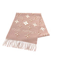 Louis Vuitton LV Essential Shine Wool Silk Blend Rose Scarf 170 34