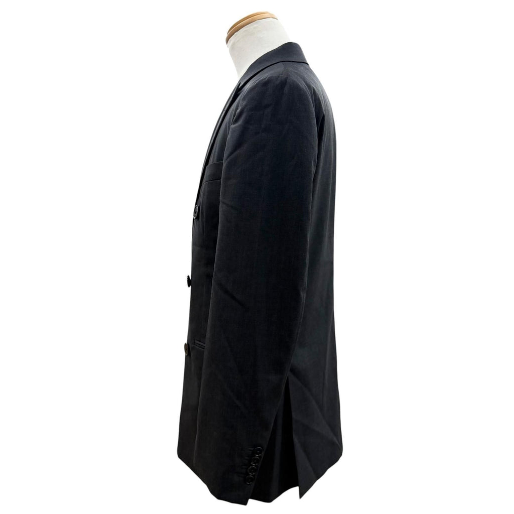 Hermes 92% Wool Peak Lapel Double Breasted Terre Jacket Dark Gray 48 — view 3