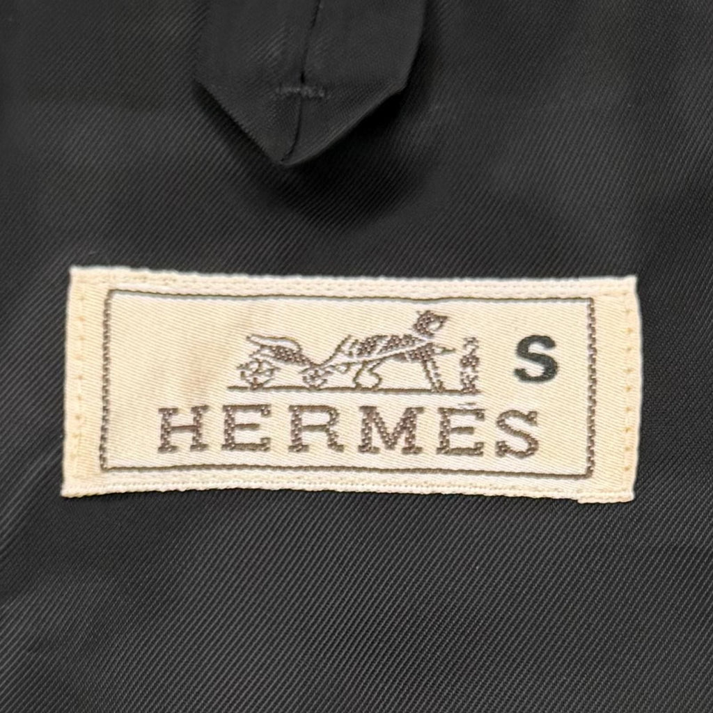 Hermes 92% Wool Peak Lapel Double Breasted Terre Jacket Dark Gray 48 — view 7
