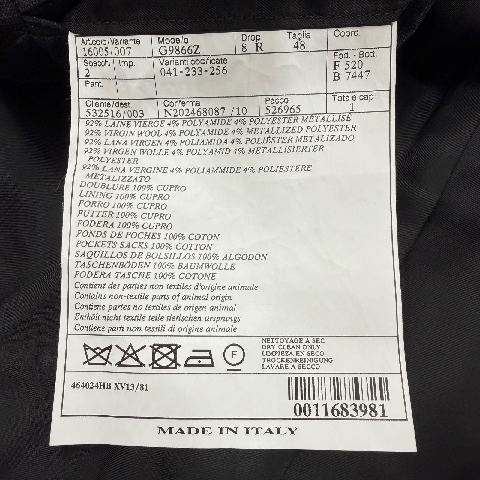 Hermes 92% Wool Peak Lapel Double Breasted Terre Jacket Dark Gray 48 — view 8