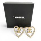 Chanel 23c CC Logo Heart Crystal Rhinestone Earrings Gold — view 2