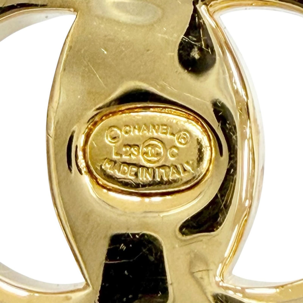 Chanel 23c CC Logo Heart Crystal Rhinestone Earrings Gold — view 6