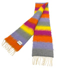 Loewe Mohair Wool Blend Anag Lambskin Patch Border Fringe Scarf Multi — view 3