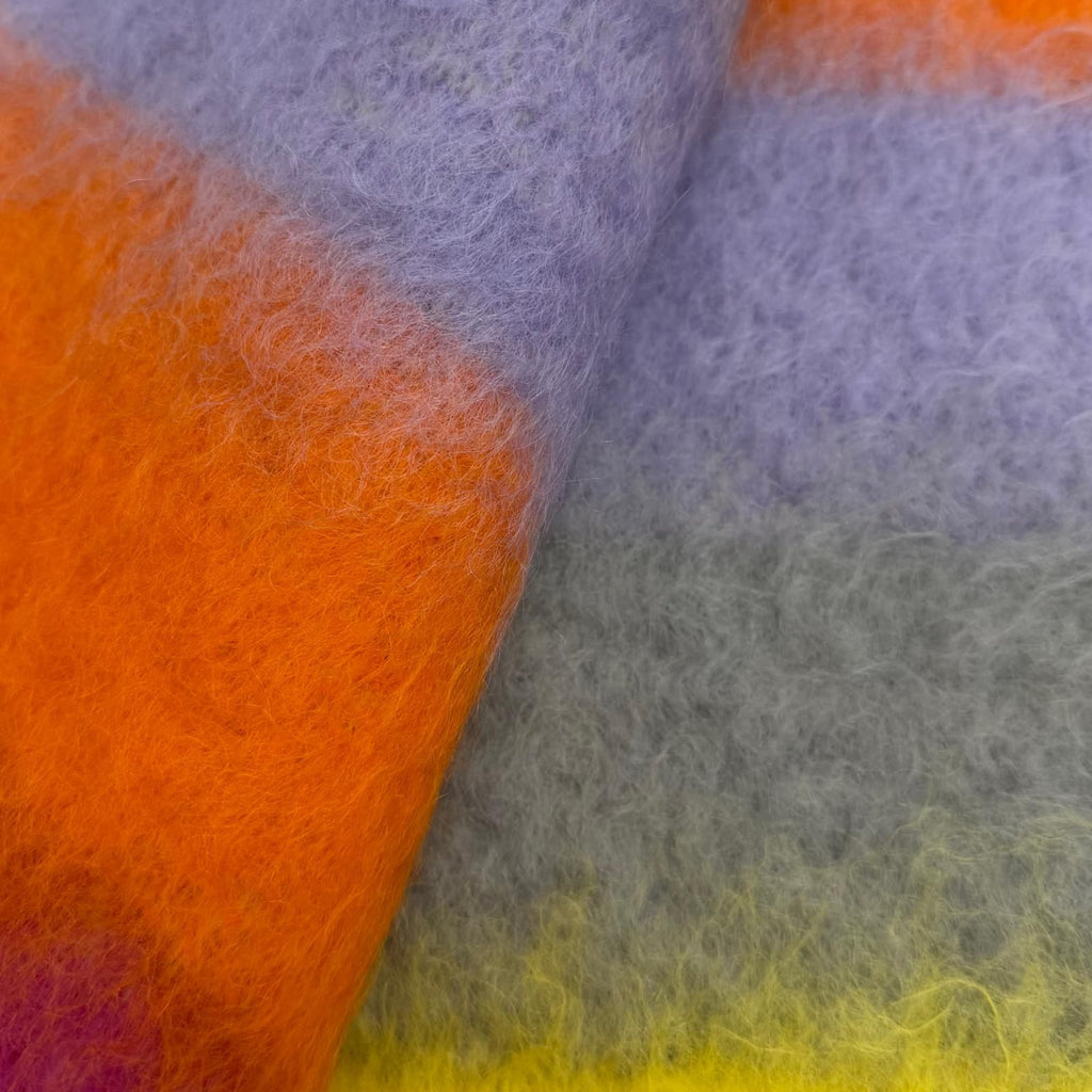 Loewe Mohair Wool Blend Anag Lambskin Patch Border Fringe Scarf Multi — view 6