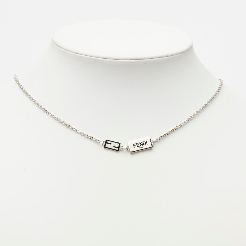 Fendi Logo Plate Necklace Metal — view 8