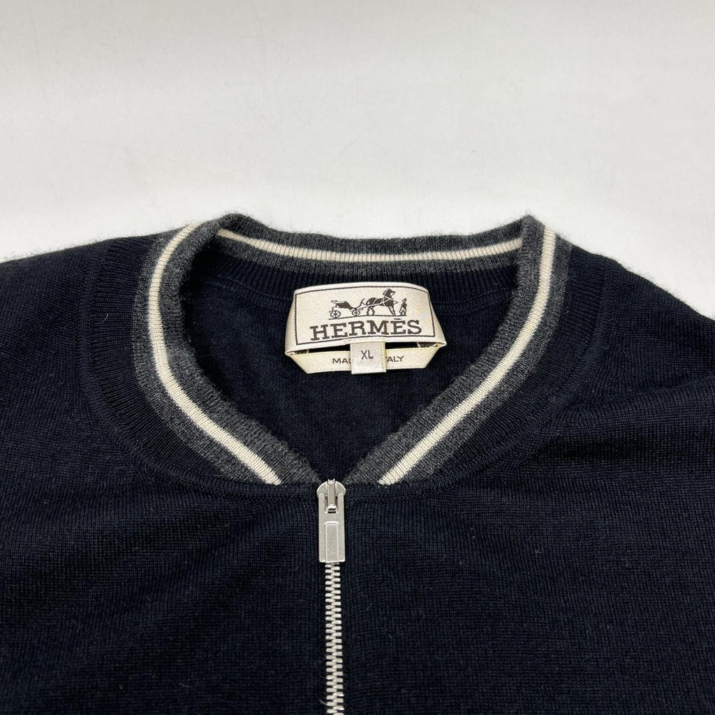 Hermes Black Cashmere 100 Zip Cardigan XL — view 7