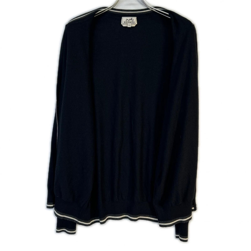 Hermes Black Cashmere 100 Zip Cardigan XL — view 3