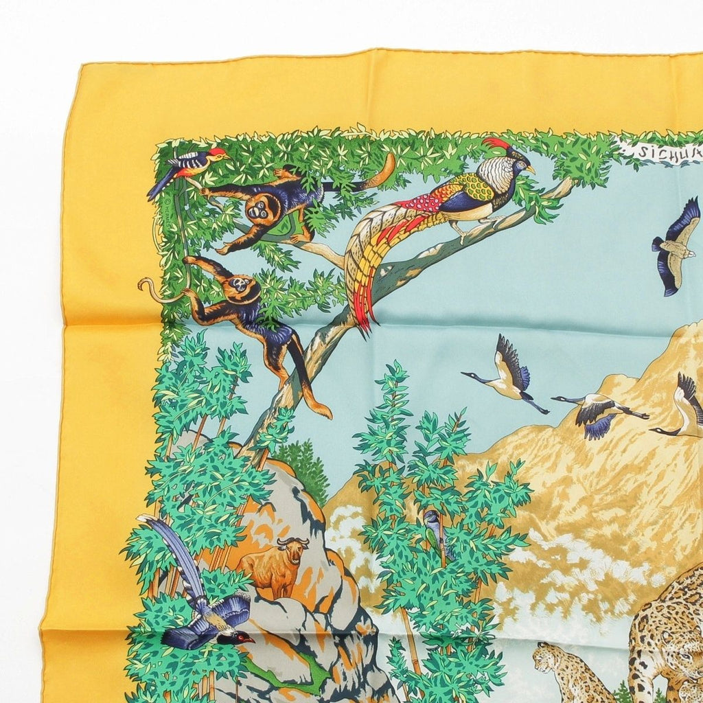 Hermes Carre 90 Sichuan Silk Scarf Yellow — view 2