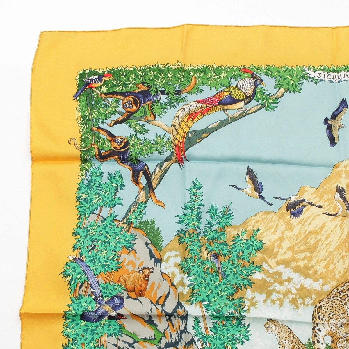 Hermes Carre 90 Sichuan Silk Scarf Yellow — view 2