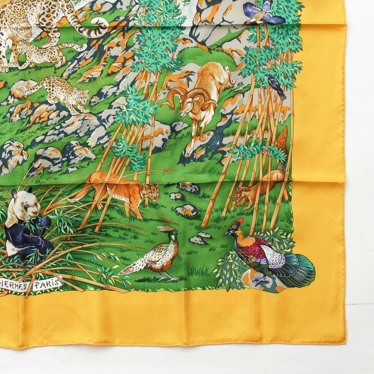 Hermes Carre 90 Sichuan Silk Scarf Yellow — view 5