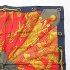 Hermes Soleil de Soie Silk Sun Carre 90 Scarf Red Navy — view 3