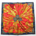Hermes Soleil de Soie Silk Sun Carre 90 Scarf Red Navy