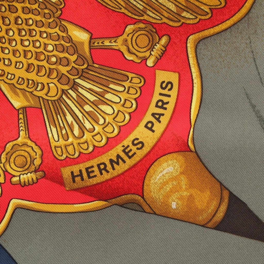 Hermes Soleil de Soie Silk Sun Carre 90 Scarf Red Navy — view 8