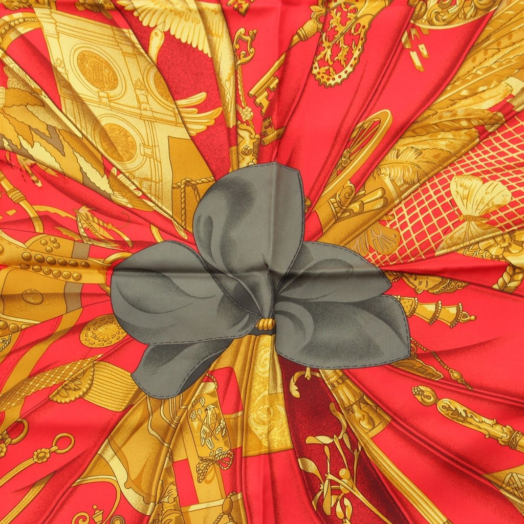Hermes Soleil de Soie Silk Sun Carre 90 Scarf Red Navy — view 6