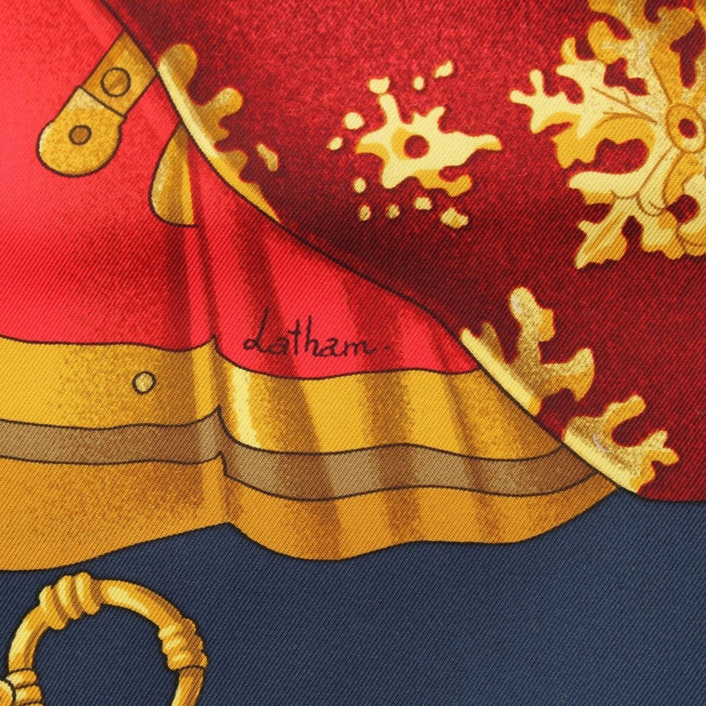 Hermes Soleil de Soie Silk Sun Carre 90 Scarf Red Navy — view 7