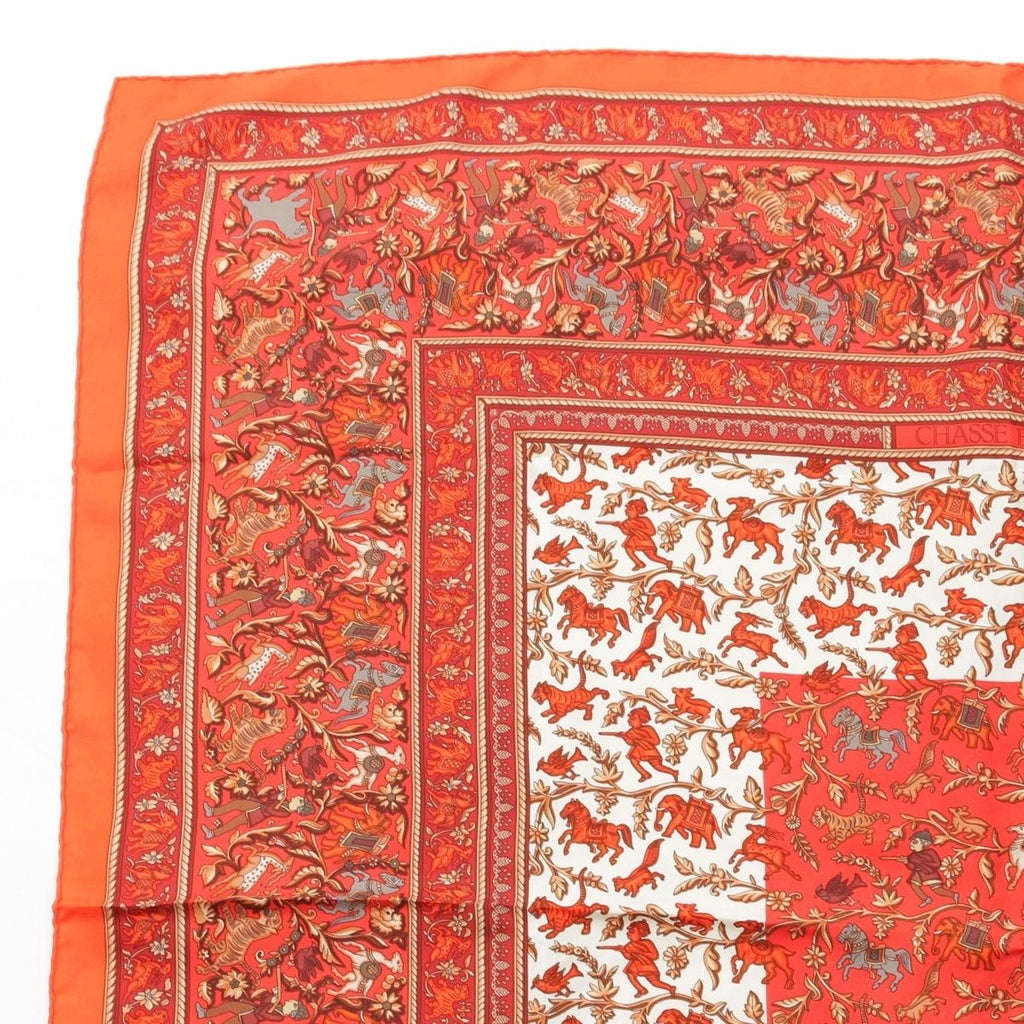 Hermes Carre 90 Silk Chasse en Inde Indian Hunting Scarf Orange 90 — view 2