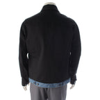 Fendi Cotton Logo Embroidery Denim Contrast Jacket Black Blue 50 — view 4