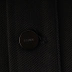 Fendi Cotton Logo Embroidery Denim Contrast Jacket Black Blue 50 — view 7