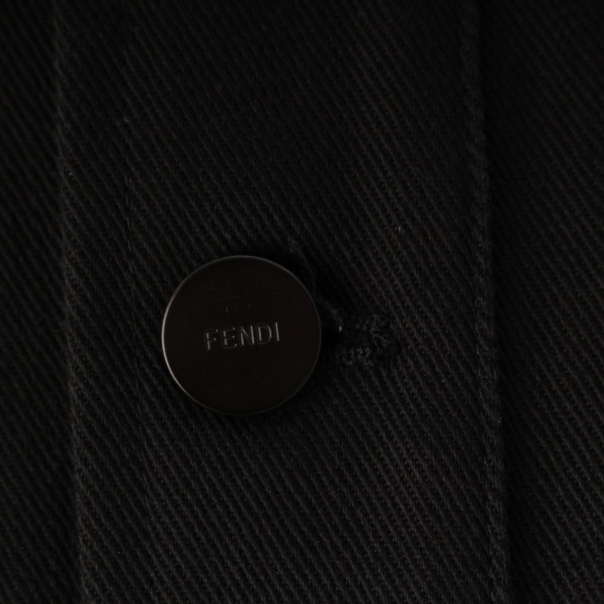 Fendi Cotton Logo Embroidery Denim Contrast Jacket Black Blue 50 — view 7