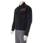 Fendi Cotton Logo Embroidery Denim Contrast Jacket Black Blue 50 — view 2