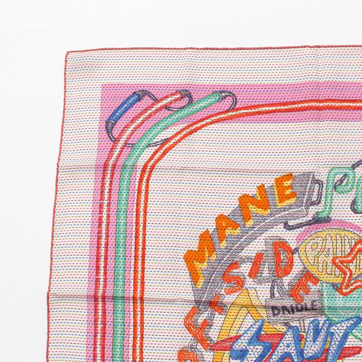 Hermes Carre 70 Cheval Oscope Neon Chevaloscope Pointier Silk Scarf White — view 2