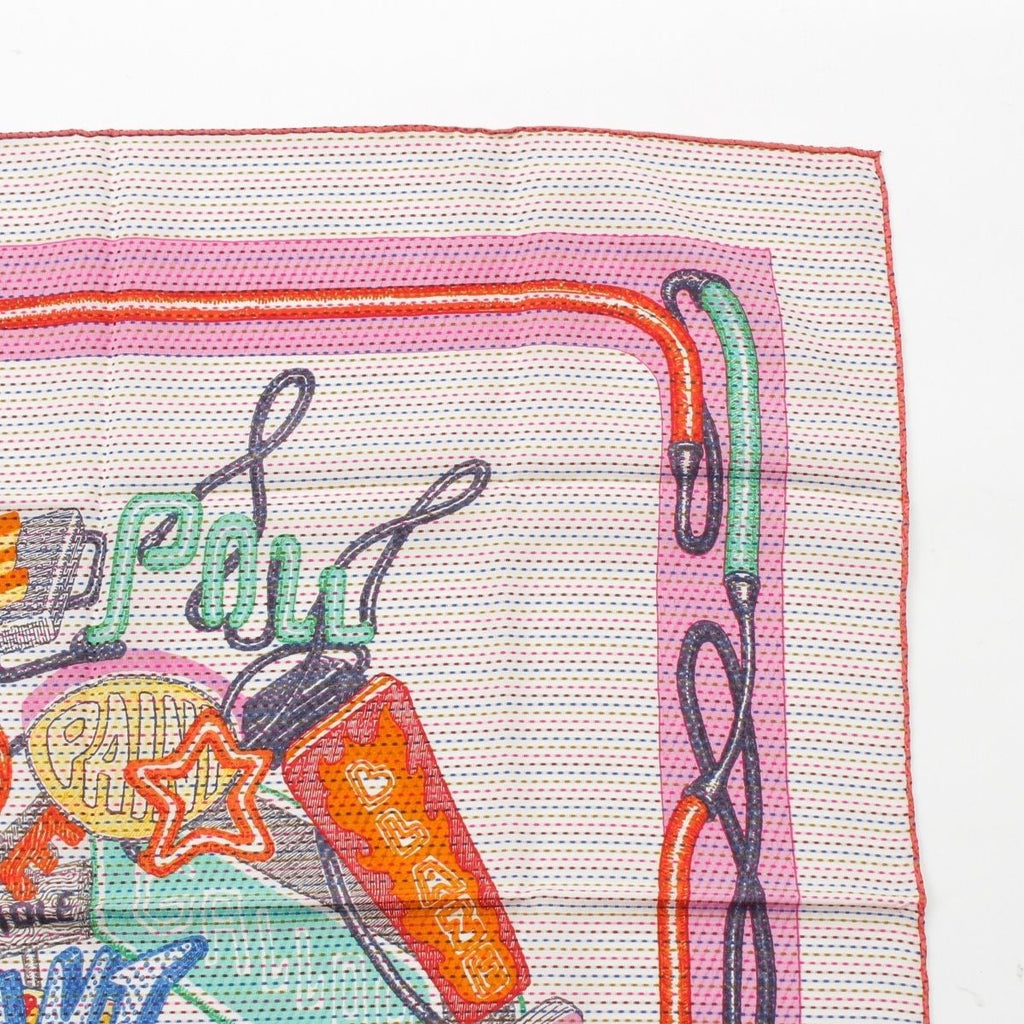 Hermes Carre 70 Cheval Oscope Neon Chevaloscope Pointier Silk Scarf White — view 3