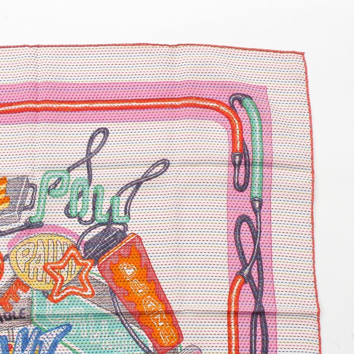 Hermes Carre 70 Cheval Oscope Neon Chevaloscope Pointier Silk Scarf White — view 3