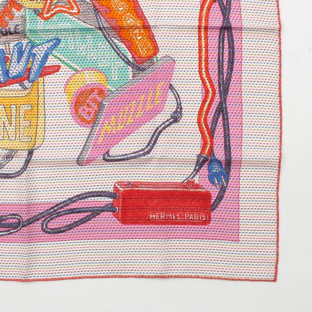 Hermes Carre 70 Cheval Oscope Neon Chevaloscope Pointier Silk Scarf White — view 5
