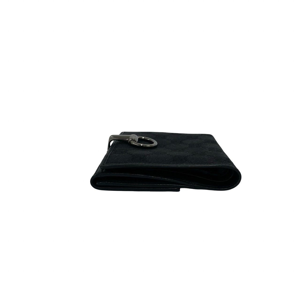 Gucci GG Pattern Logo Canvas Leather Bifold Wallet Card Case Coin Purse Black — view 4