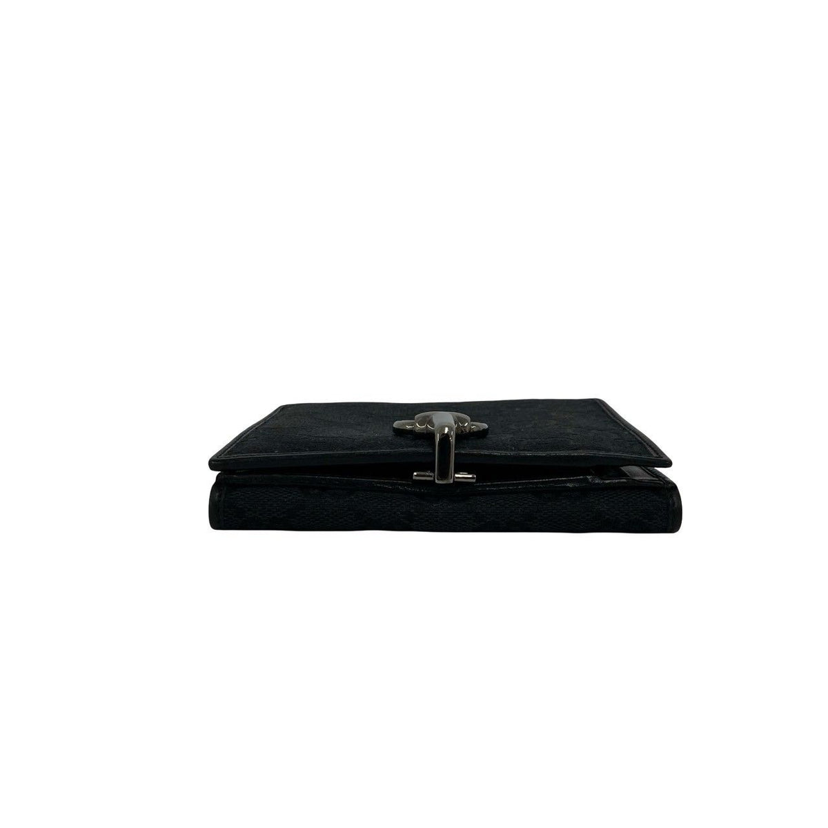 Gucci GG Pattern Logo Canvas Leather Bifold Wallet Card Case Coin Purse Black — view 3