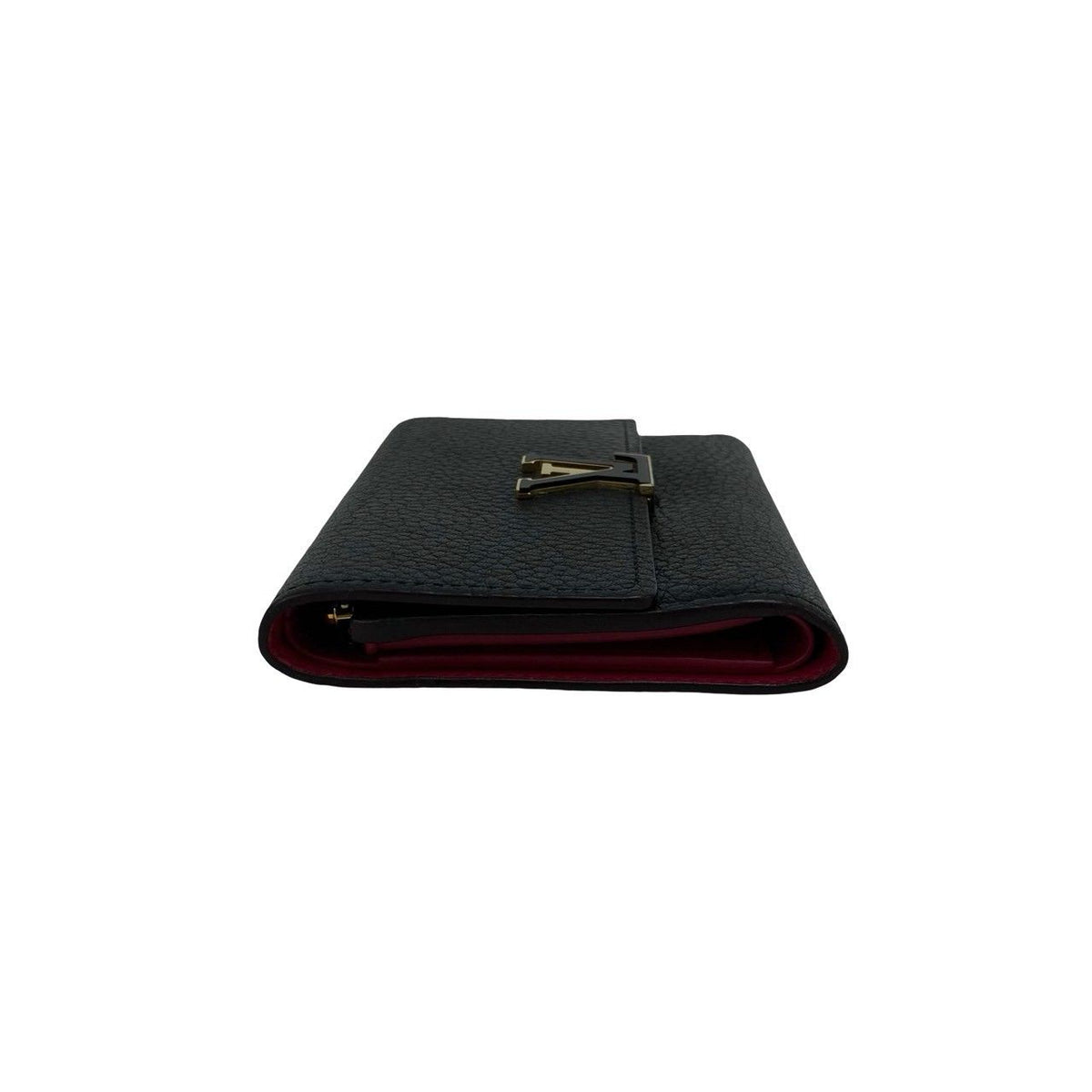 Louis Vuitton Portefeuille Capucines Compact Leather Trifold Wallet Black Pink — view 4