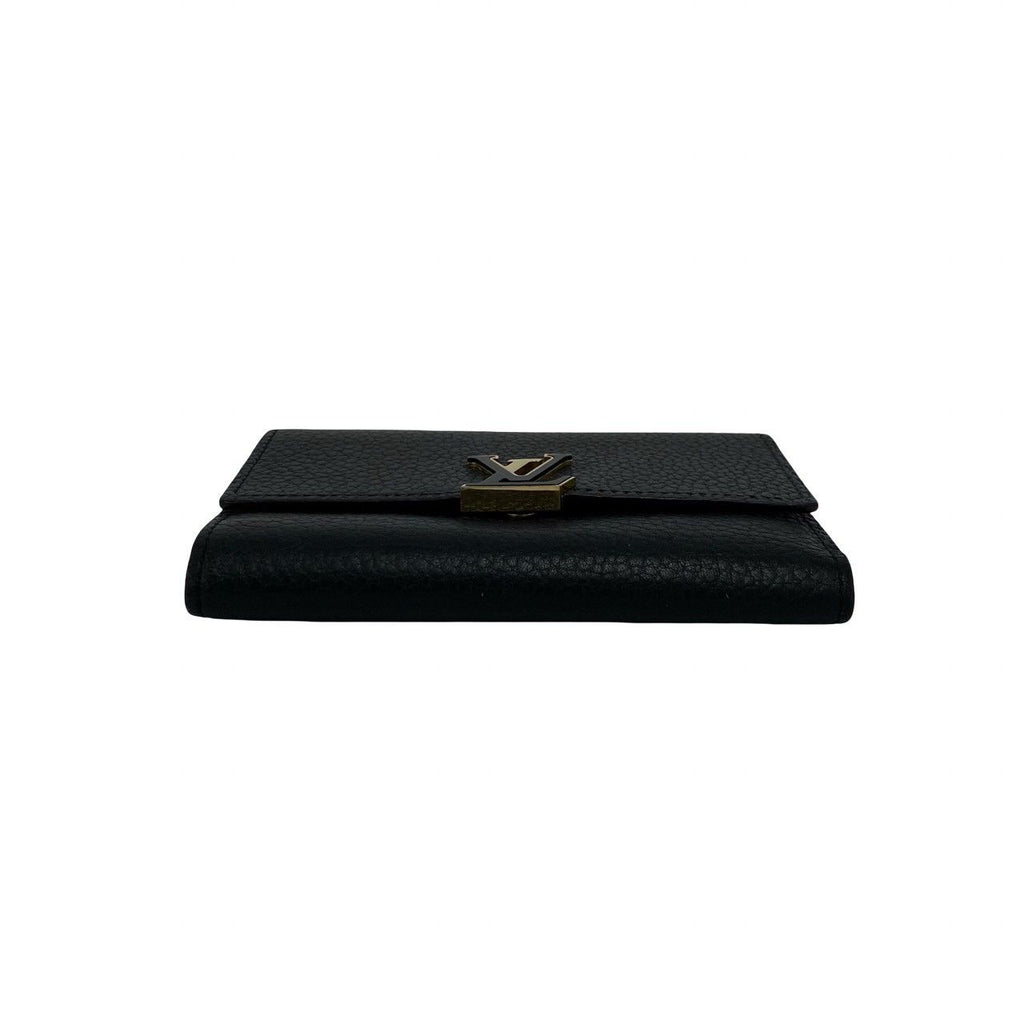 Louis Vuitton Portefeuille Capucines Compact Leather Trifold Wallet Black Pink — view 6