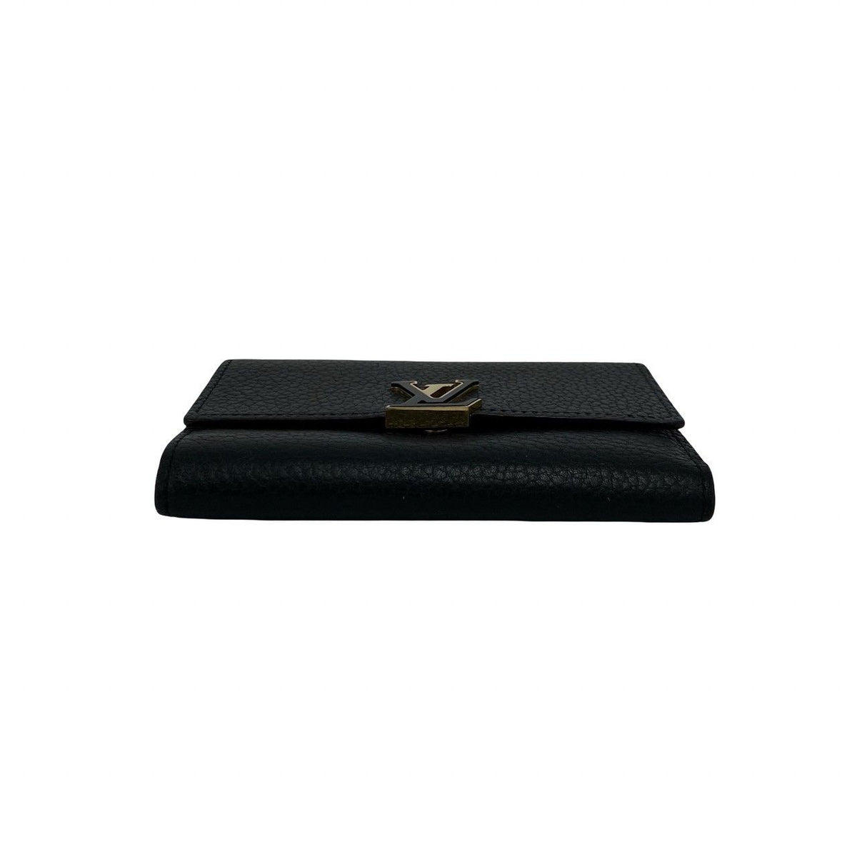 Louis Vuitton Portefeuille Capucines Compact Leather Trifold Wallet Black Pink — view 6