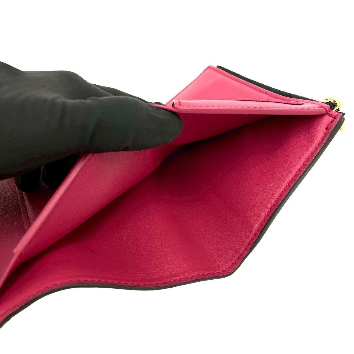 Louis Vuitton Portefeuille Capucines Compact Leather Trifold Wallet Black Pink — view 8