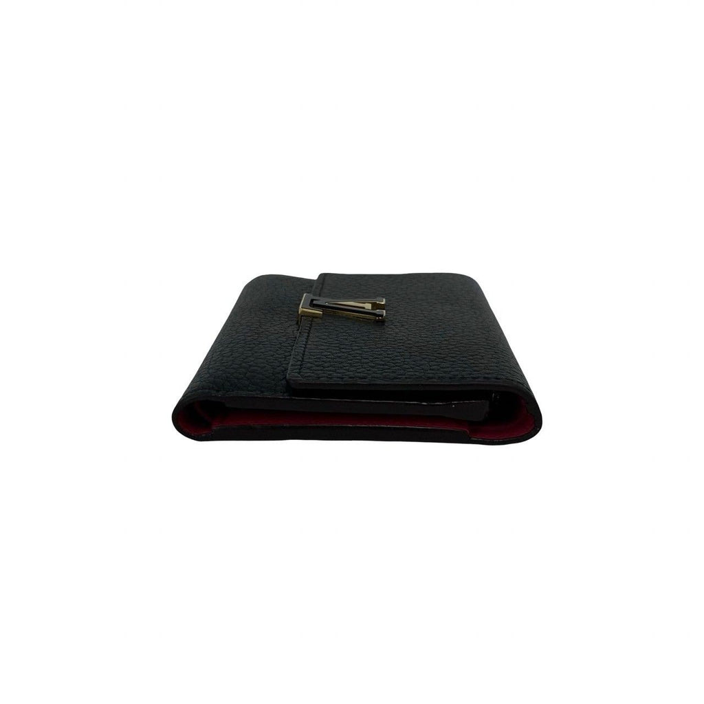 Louis Vuitton Portefeuille Capucines Compact Leather Trifold Wallet Black Pink — view 5