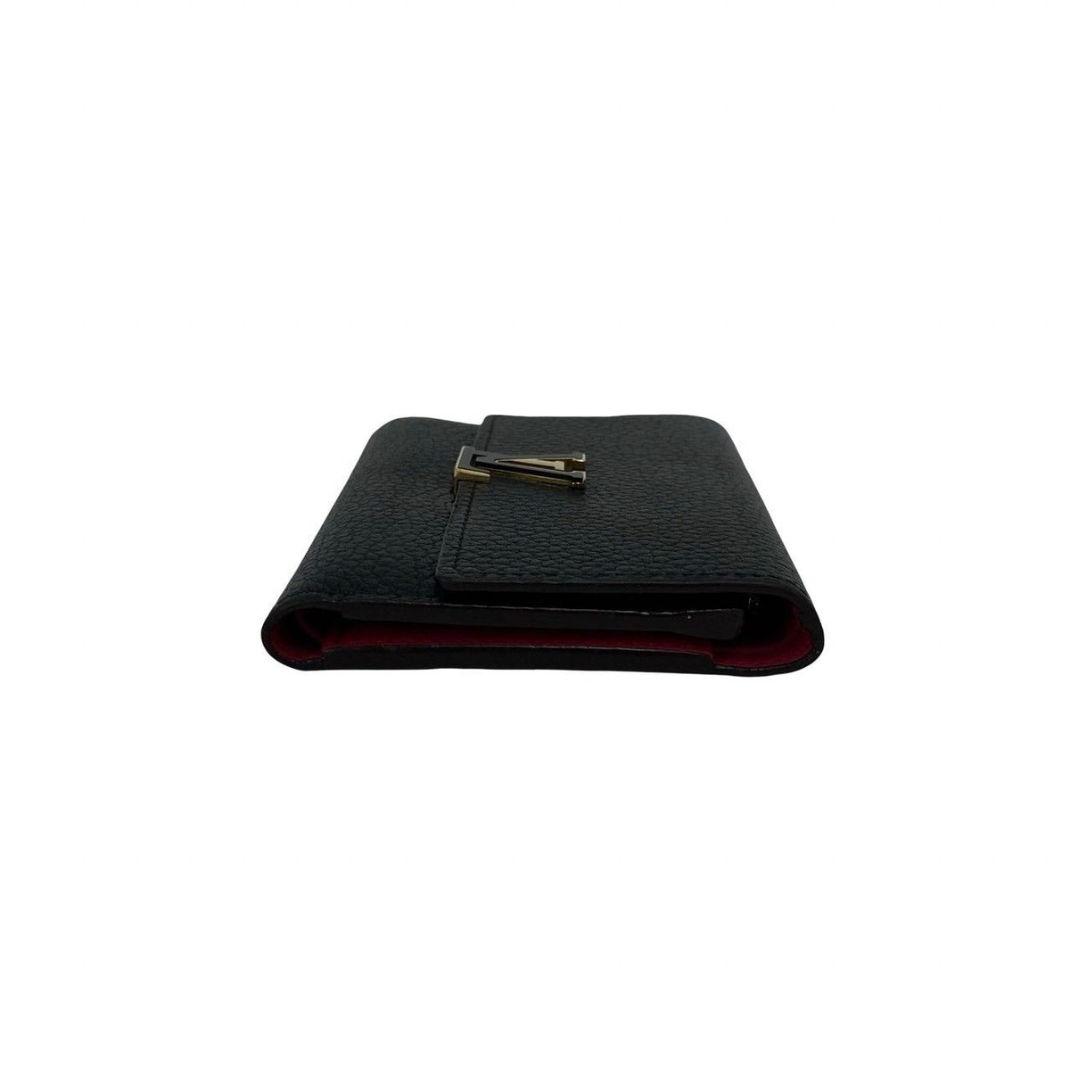 Louis Vuitton Portefeuille Capucines Compact Leather Trifold Wallet Black Pink — view 5