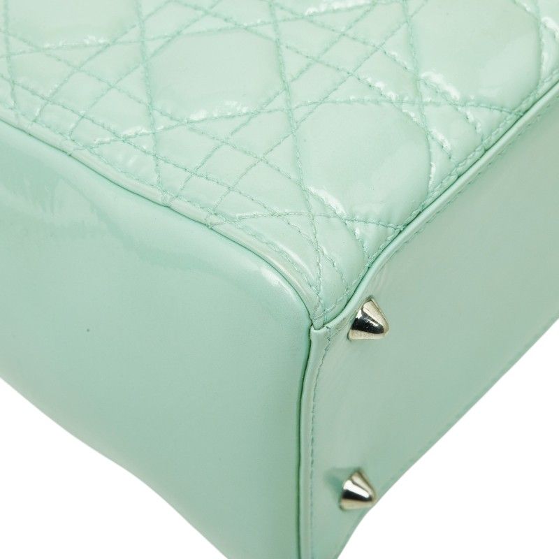 Dior Cannage Lady Dior 2-Way Shoulder Bag Mint Green Patent Leather — view 7