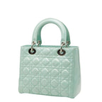 Dior Cannage Lady Dior 2-Way Shoulder Bag Mint Green Patent Leather — view 2