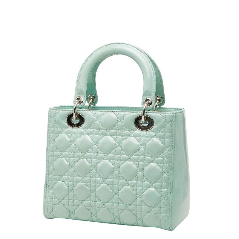 Dior Cannage Lady Dior 2-Way Shoulder Bag Mint Green Patent Leather — view 2