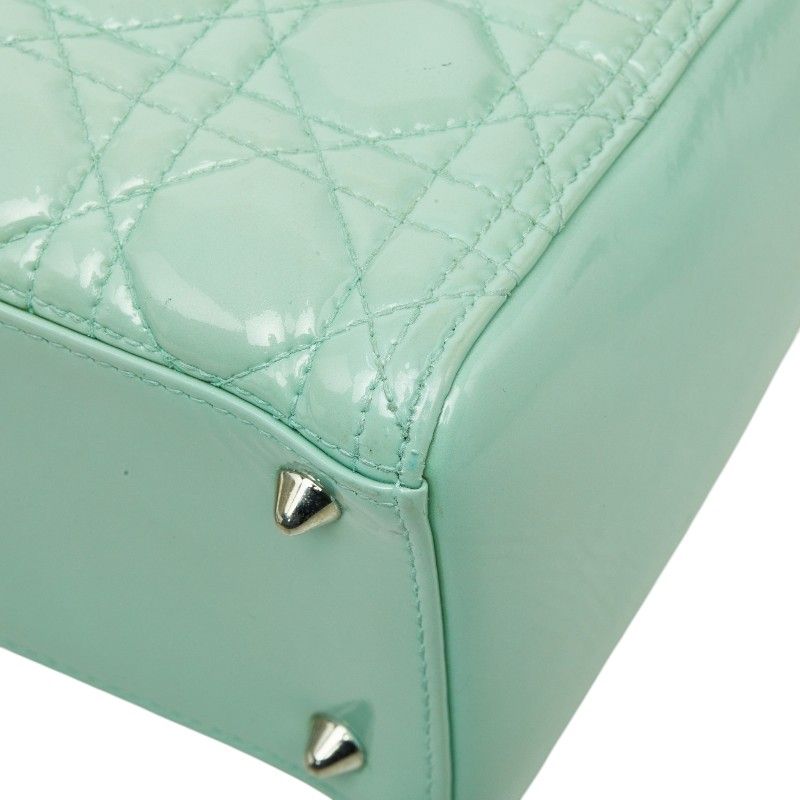 Dior Cannage Lady Dior 2-Way Shoulder Bag Mint Green Patent Leather — view 6