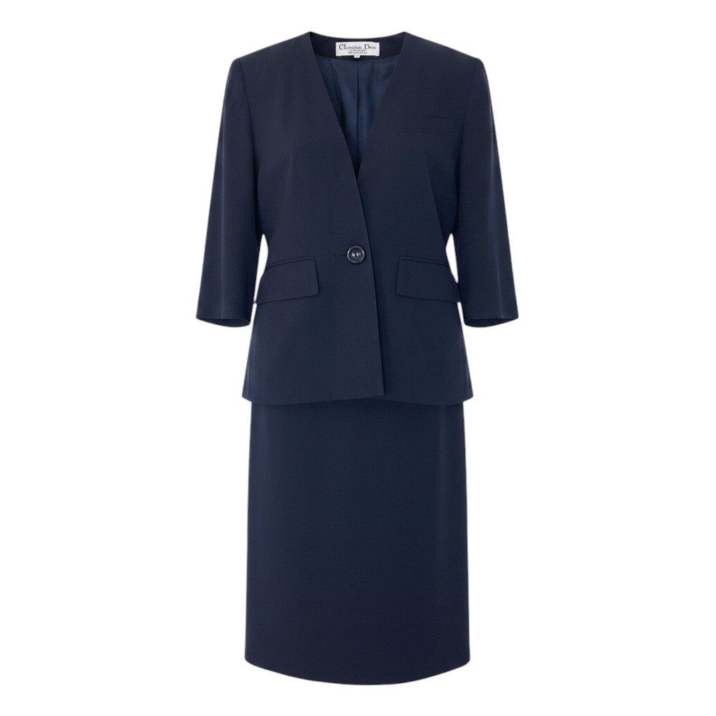 Dior Set Skirt Suit Color Jacket Tight 9 Navy