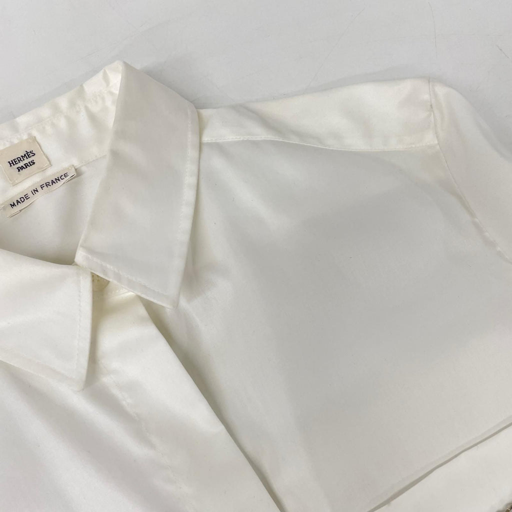 Hermes White Cotton Series Shell Button Shirt 34 — view 8
